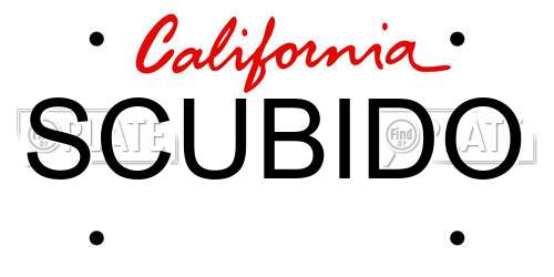 SCUBIDO California License Plate