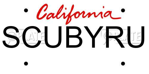 SCUBYRU California License Plate