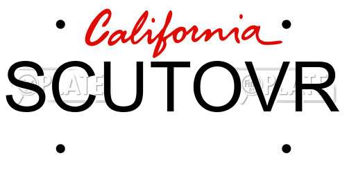 SCUTOVR California License Plate