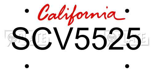 SCV5525 California License Plate