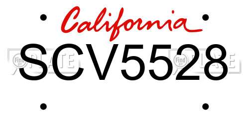 SCV5528 California License Plate