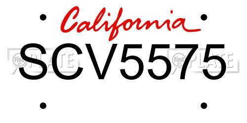 SCV5575 California License Plate