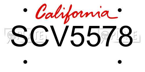 SCV5578 California License Plate