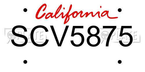 SCV5875 California License Plate