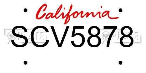 SCV5878 California License Plate