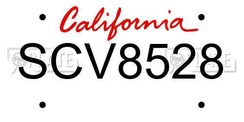 SCV8528 California License Plate