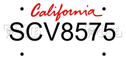 SCV8575 California License Plate
