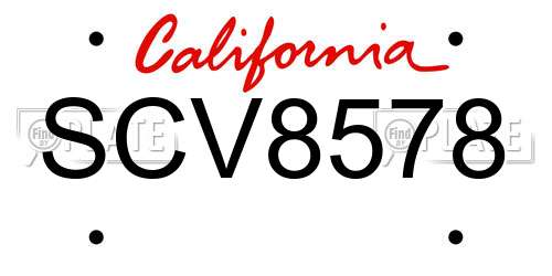 SCV8578 California License Plate