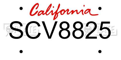 SCV8825 California License Plate