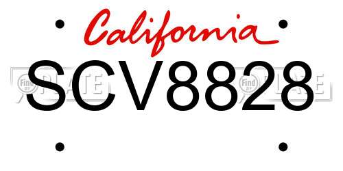 SCV8828 California License Plate
