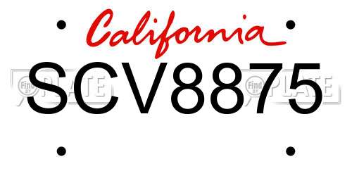 SCV8875 California License Plate
