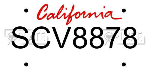 SCV8878 California License Plate