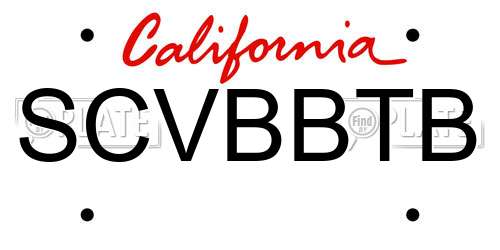SCVBBTB California License Plate