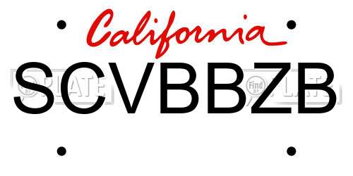 SCVBBZB California License Plate