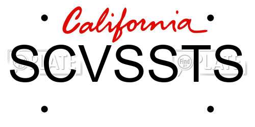 SCVSSTS California License Plate
