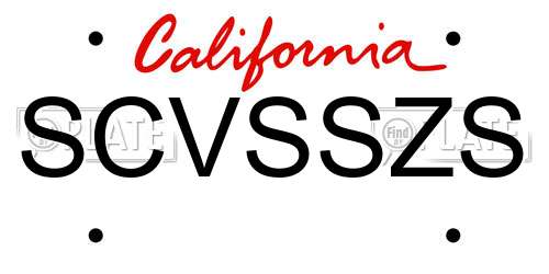 SCVSSZS California License Plate