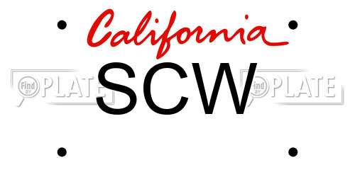 SCW California License Plate