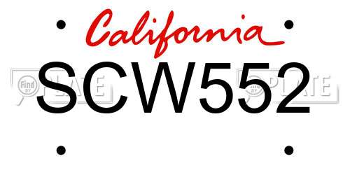 SCW552 California License Plate