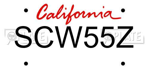 SCW55Z California License Plate