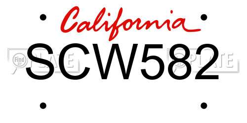 SCW582 California License Plate