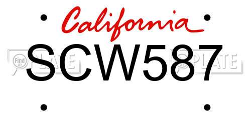 SCW587 California License Plate