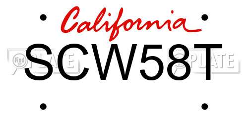 SCW58T California License Plate