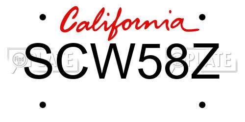 SCW58Z California License Plate