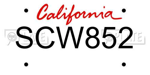 SCW852 California License Plate