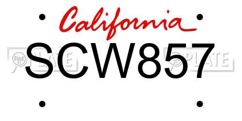 SCW857 California License Plate