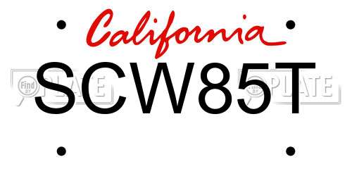 SCW85T California License Plate