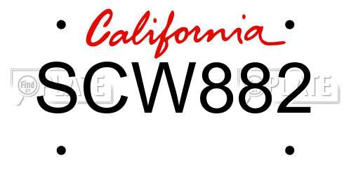 SCW882 California License Plate