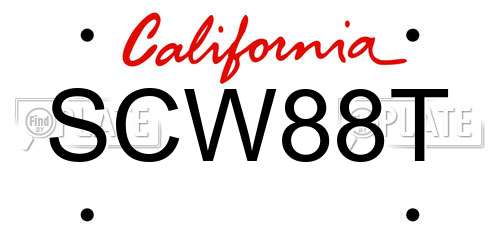 SCW88T California License Plate