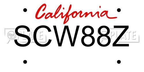 SCW88Z California License Plate