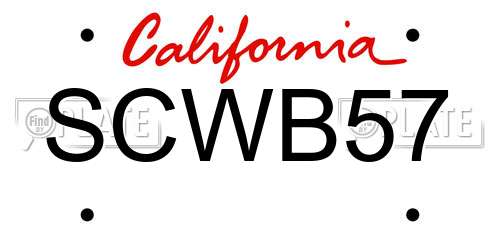 SCWB57 California License Plate