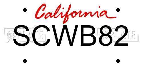 SCWB82 California License Plate
