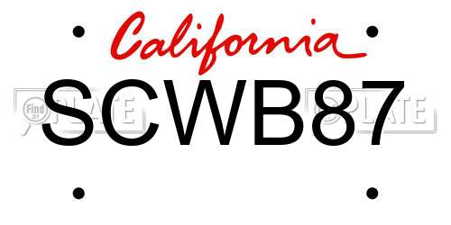 SCWB87 California License Plate