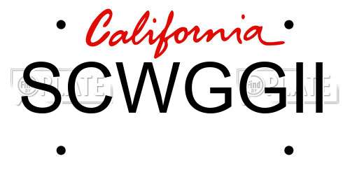 SCWGGII California License Plate