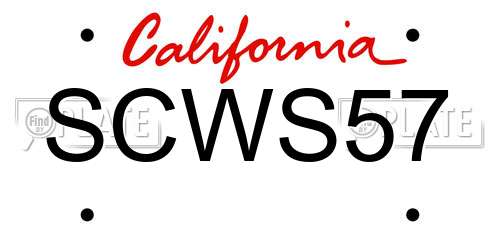 SCWS57 California License Plate