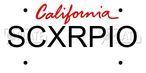 SCXRPIO California License Plate