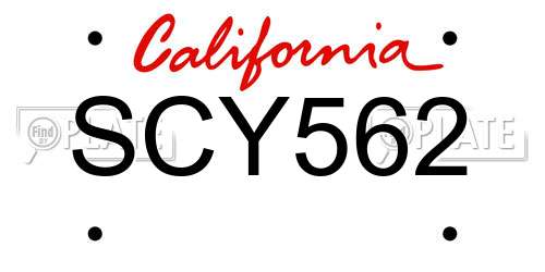 SCY562 California License Plate