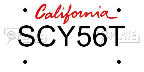 SCY56T California License Plate