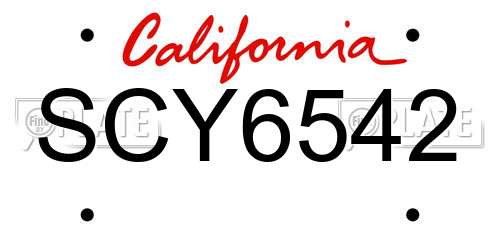 SCY6542 California License Plate