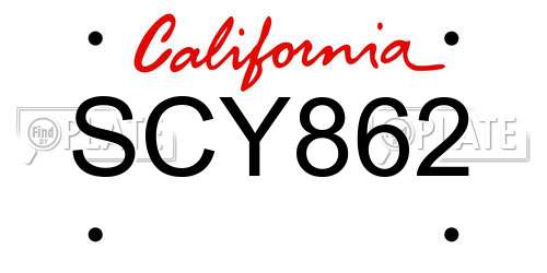 SCY862 California License Plate