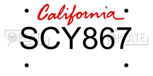 SCY867 California License Plate