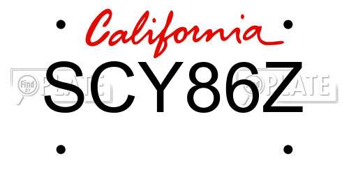 SCY86Z California License Plate