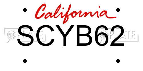 SCYB62 California License Plate