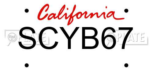 SCYB67 California License Plate