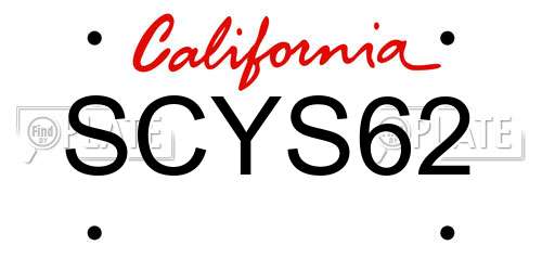 SCYS62 California License Plate