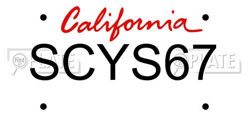 SCYS67 California License Plate