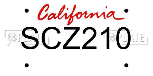 SCZ210 California License Plate